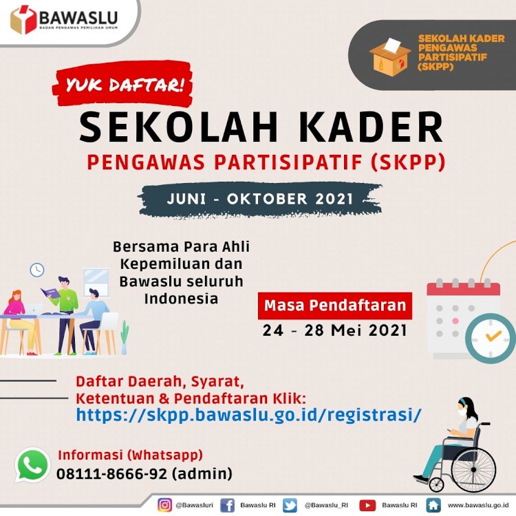 Pendaftaran Sekolah Kader Pengawas Partisipatif (SKPP) tahun 2021