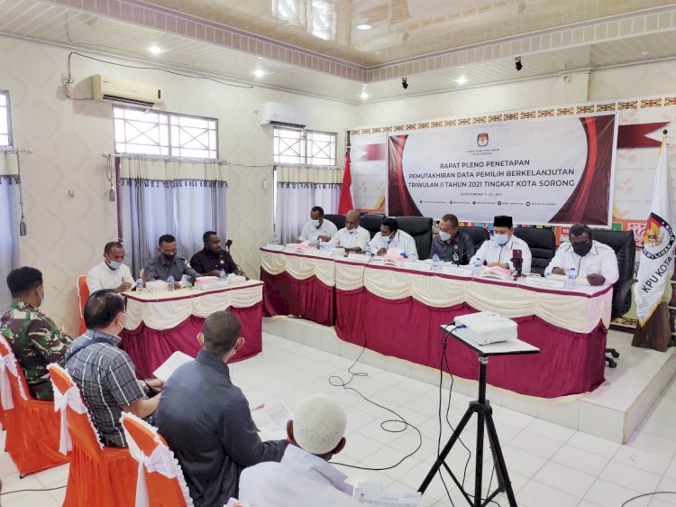 Rapat Pleno Penetapan Pemuktahiran Data Pemilih Berkelanjutan Triwulan II Tingkat Kota Sorong